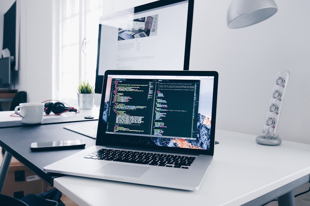 A laptop on a desk